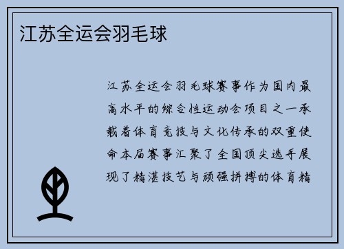 江苏全运会羽毛球