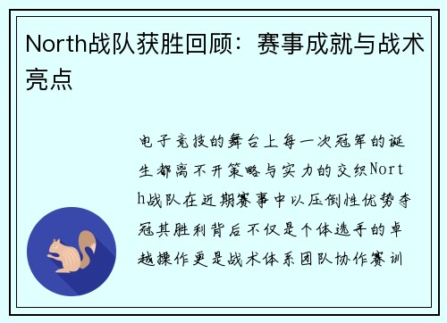 North战队获胜回顾：赛事成就与战术亮点